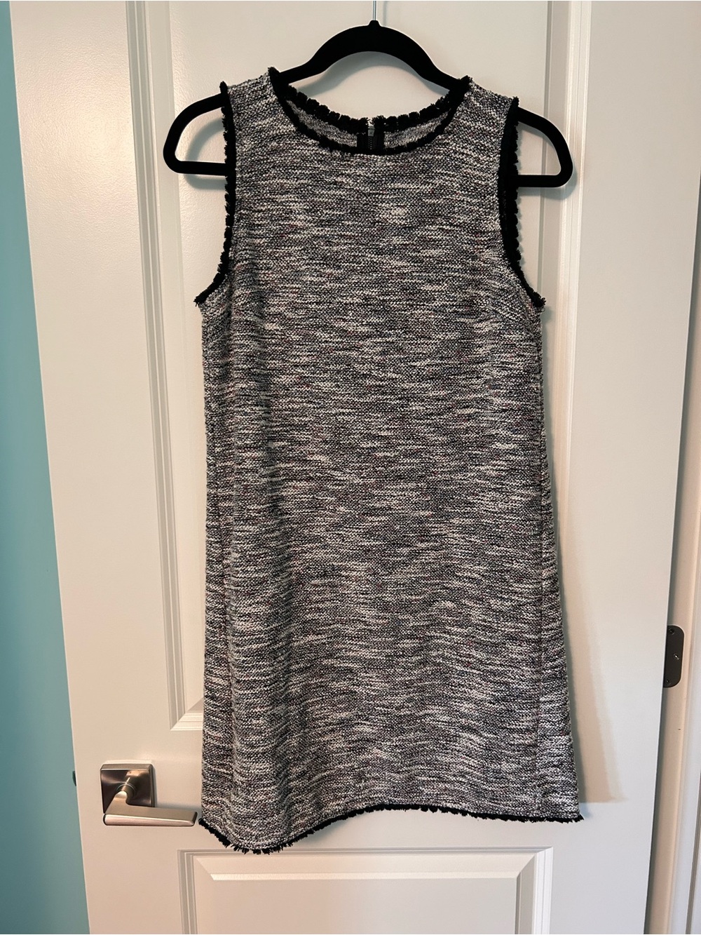 LOFT Black and White Sleeveless Knit Mini Dress